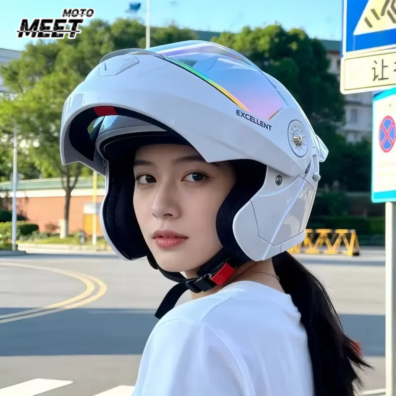 Motorcycle Helmet Inner Sun Visor Lens - Modulaire vierseizoenen motorhelm, ingebouwde zonneklep, dubbele