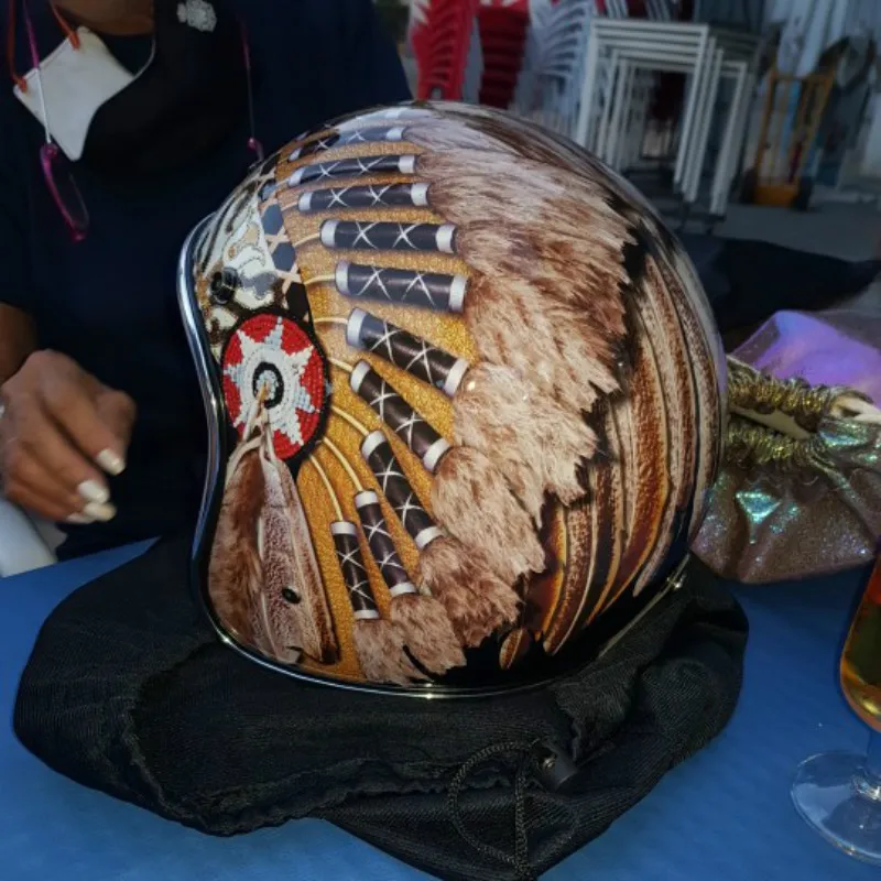 Vintage Open Face Retro Helmet - Zwarte Vintage Motorhelm Open Gezicht Dot