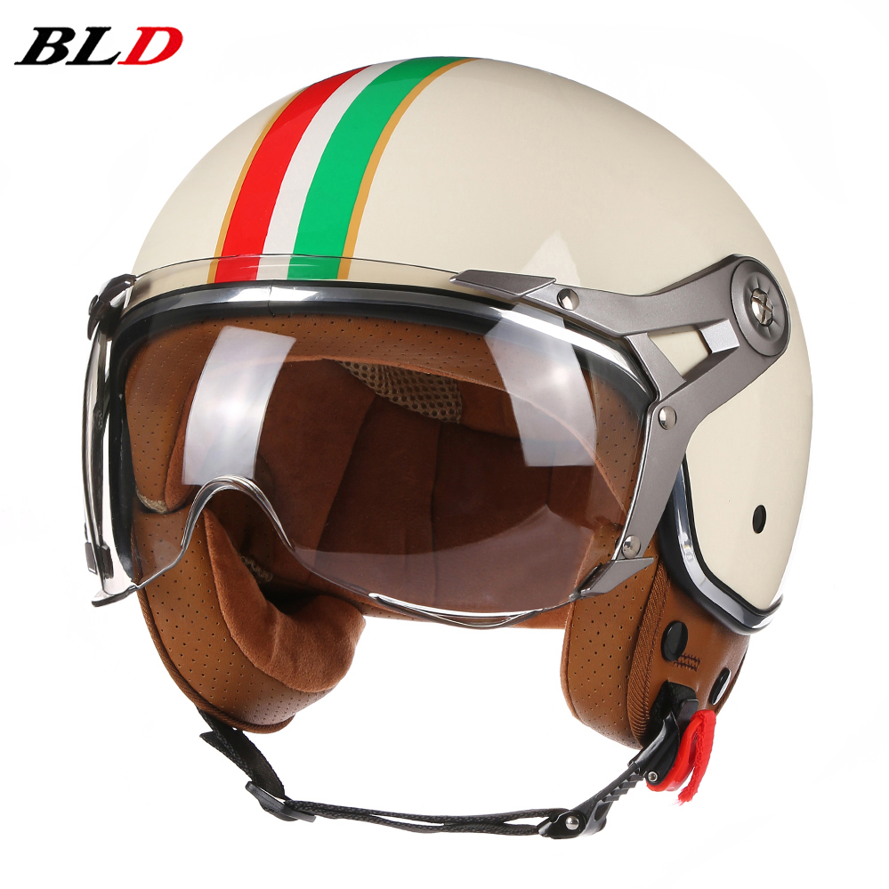 Vintage Open Face Retro Helmet - Vintage TT&COCASCOS Motorhelm Jet met Vizier