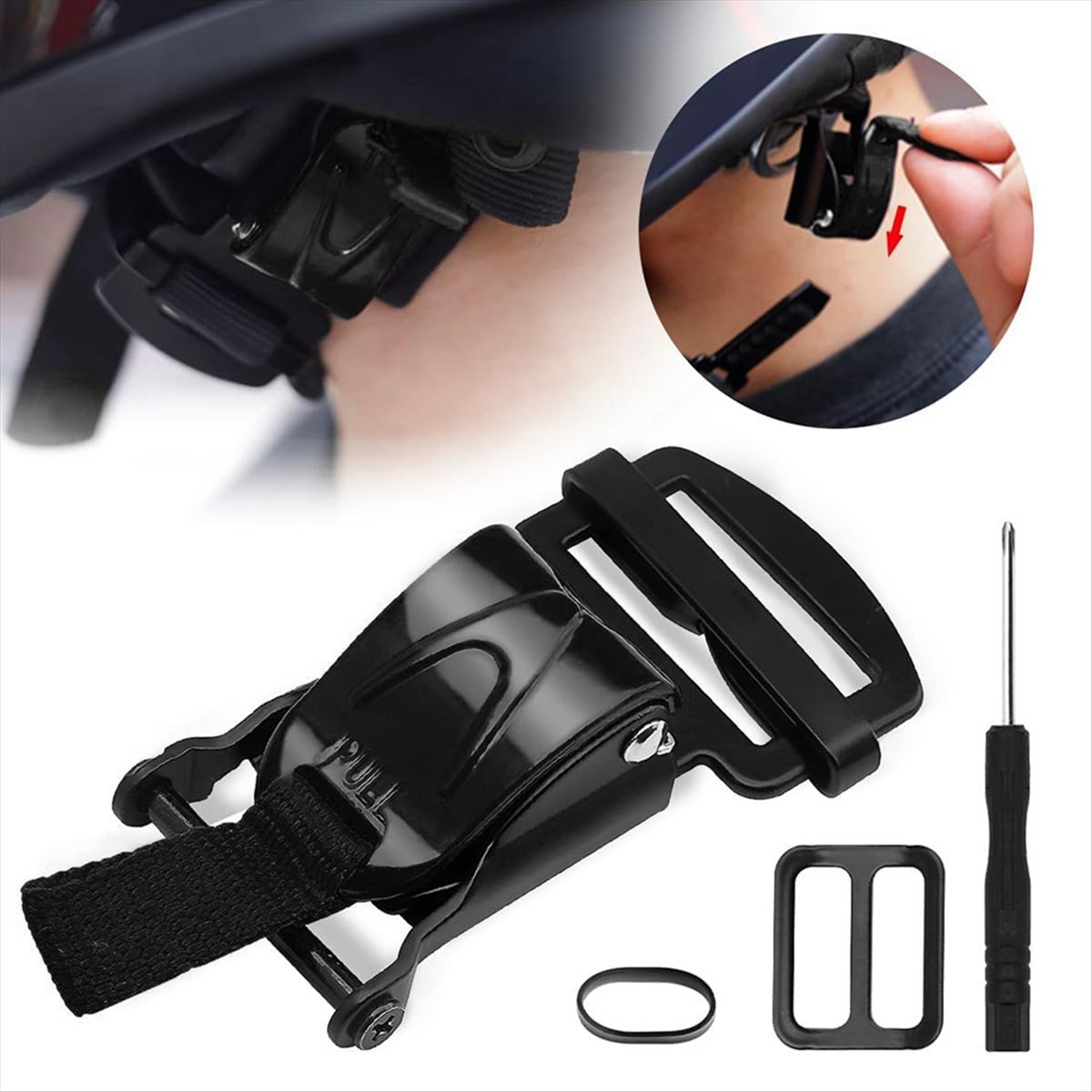 Quick Release Buckle Motorcycle Helmet - Compatibele helm snelontgrendelingsgesp vervangingsset, ratelhelmen voor