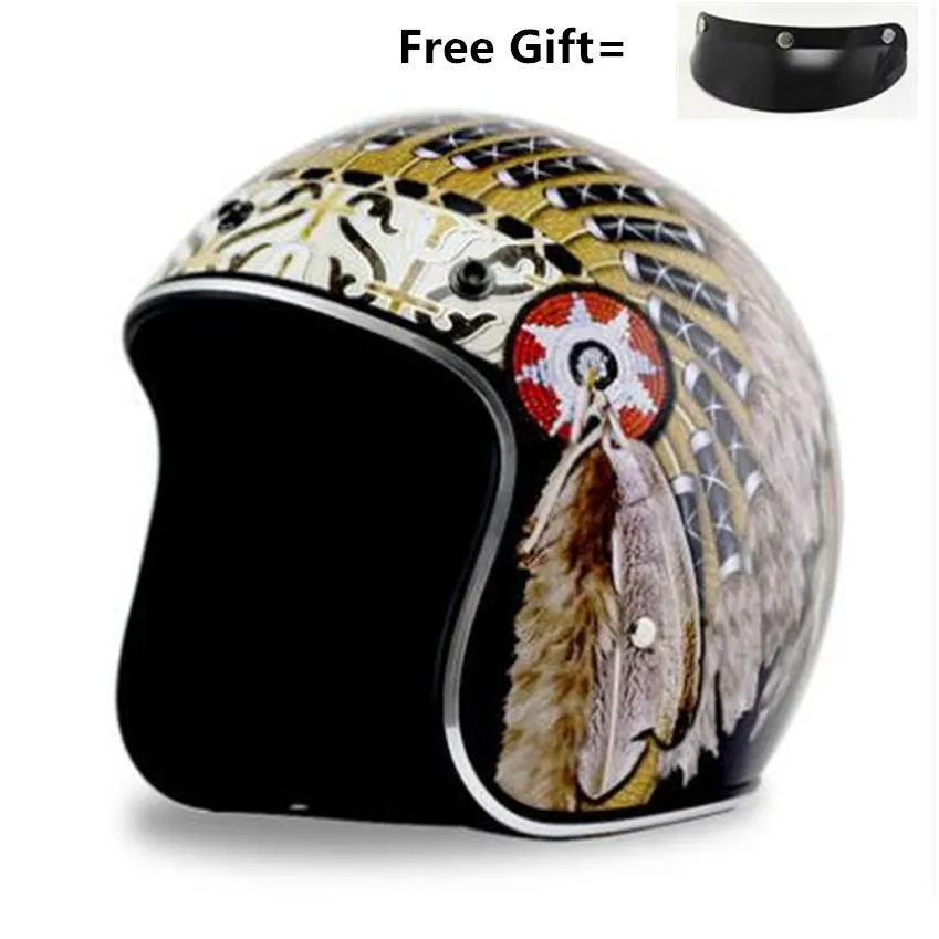 Zwarte Vintage Motorhelm Open  - Vintage Open Face Retro Helmet recensie en prijs