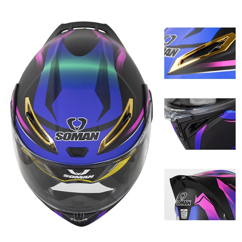 SOMAN Integraalhelm Dual Lens  - Dual Visor Motorcycle Racing Helmet recensie en prijs