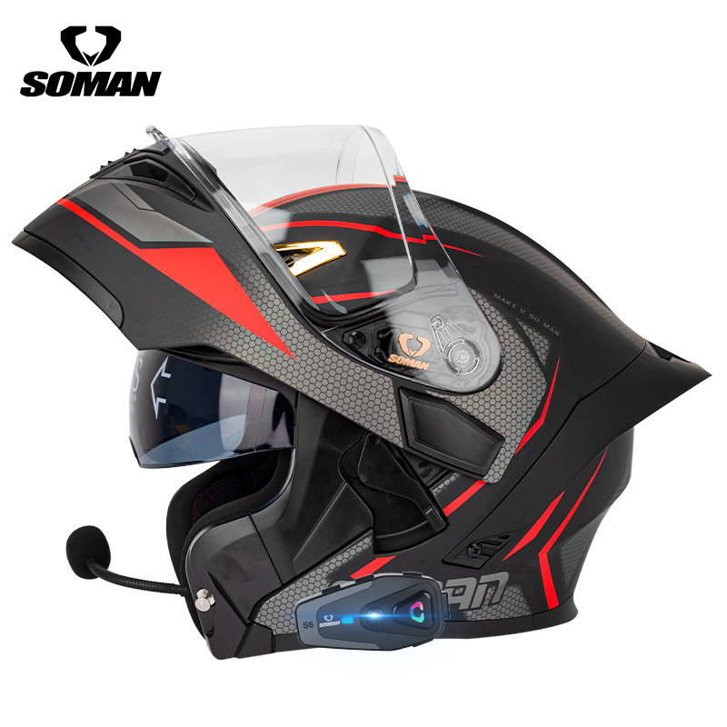 SOMAN Flip-up motorhelm, integ - Dual Visor Motorcycle Racing Helmet recensie en prijs
