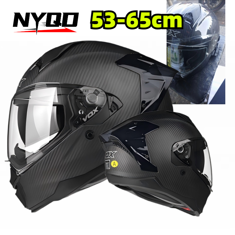 Koolstofvezel motorhelm met vo - Dual Visor Motorcycle Racing Helmet recensie en prijs