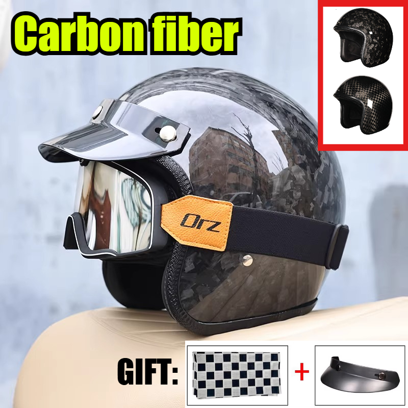 2026 Carbon Fiber Vintage Helm - Carbon Fiber Lightweight Motorcycle Helmet recensie en prijs