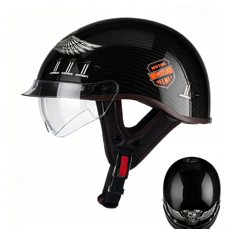 Koolstofvezel motorfiets halfh - Carbon Fiber Lightweight Motorcycle Helmet recensie en prijs
